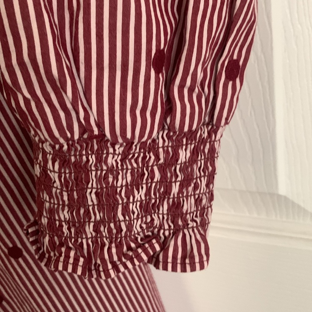 Free Assembly Polka Dot & Stripes Maroon Dress Size Small - Picture 4 of 8
